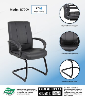 Boss Caressoft Leather Guest Chair, Black (B7909)
