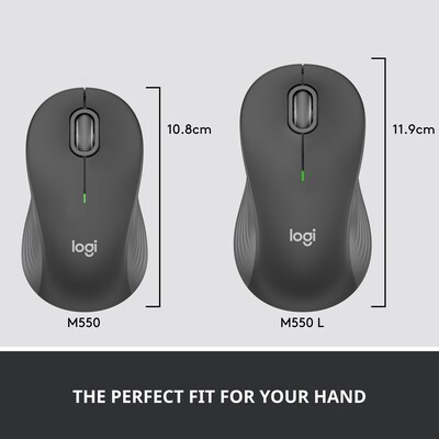 Logitech Signature M550 L Wireless Ambidextrous Optical Mouse, Graphite (910-006591)