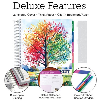 2027 Excello Brands 10.3 x 12.3 Weekly & Monthly Standard Planner, Paperboard Cover, Tree Seasons (DLX-CY27-0020)