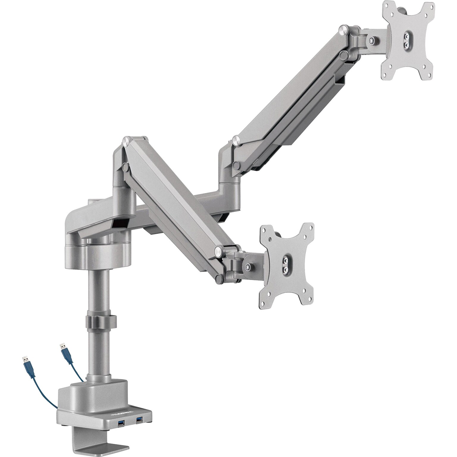 Lorell Adjustable Dual Monitor Arm with Pole, Up to 32 Monitor, Gray (LLR99803)