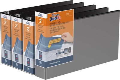 Davis Group QuickFit Heavy Duty 2 3-Ring Standard Binders, Black, 4/Pack (95031L-04)