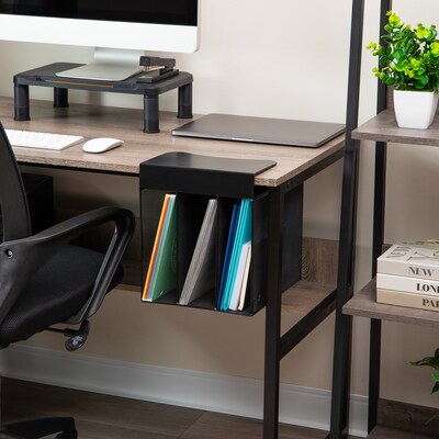 Mind Reader Slide-On Under Desk Metal Front Loading Letter Tray, Letter Size, Black (VUDESK-BLK)