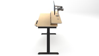 VersaDesk PowerLift Split-Level 72"W Electric Rectangular Adjustable Standing Desk, Maple/Black (PL2SD7230-BM)