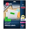 Avery Laser Address Labels, 1 x 2 5/8, Neon Green, 30 Labels/Sheet, 25 Sheets/Pack, 750 Labels/Pac