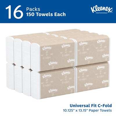 Kleenex Recycled C-Fold Paper Towels, 1-ply, 150 Sheets/Pack, 16 Packs/Carton (01500)