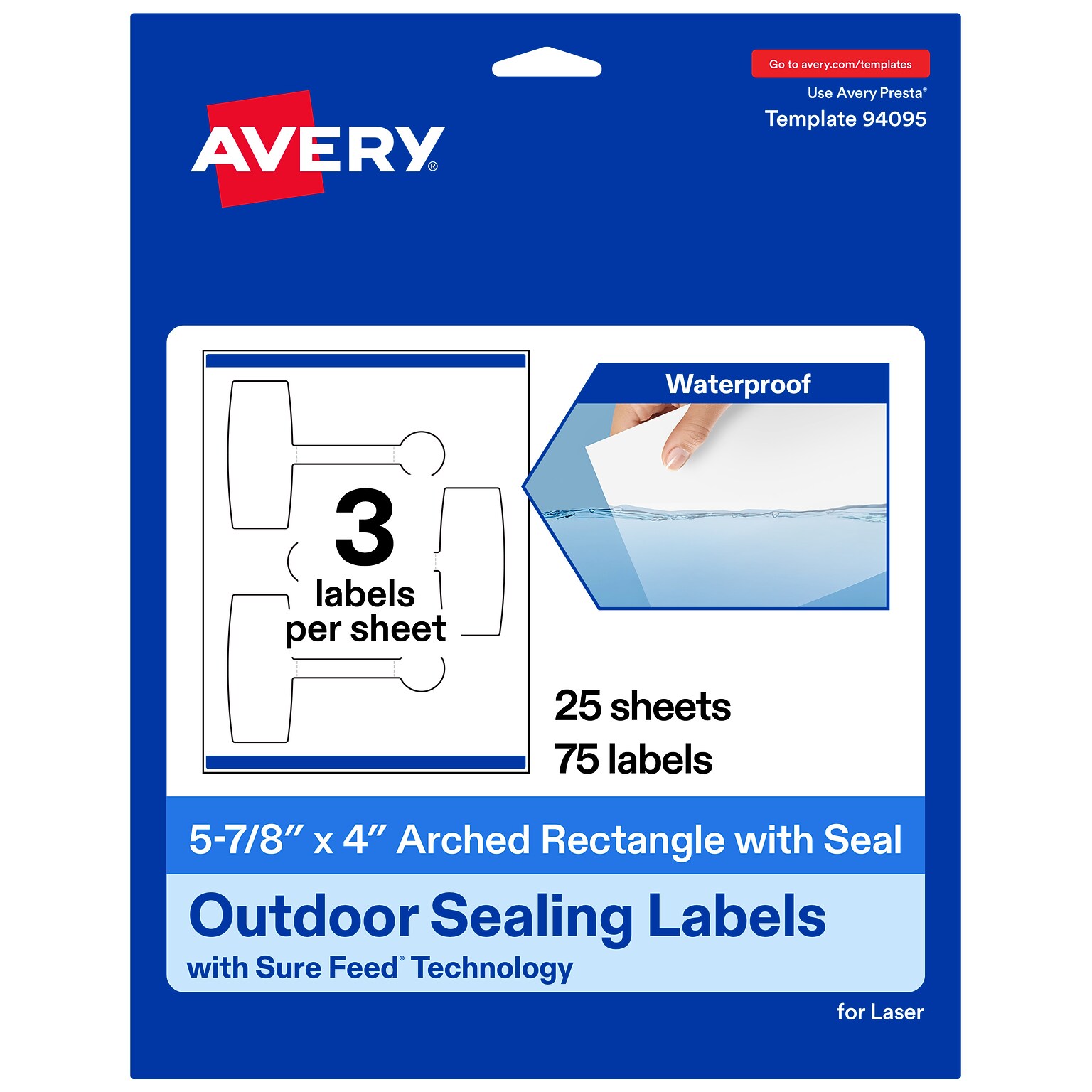 Avery Laser Sealing Labels, 5-7/8 x 4, White, 75 Labels/Pack (19479370813)