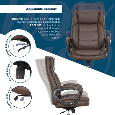 Thomasville Lansing Ergonomic Polyurethane Big & Tall Chair, 400 lb. Capacity, Dark Walnut Brown (52398-DBRN)