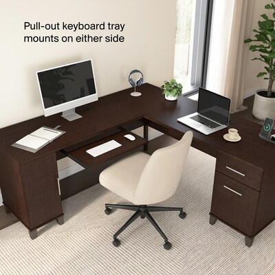 Bush Home Somerset 72" W L Shaped Office Desk with Storage, Mocha Cherry (WC81810K)