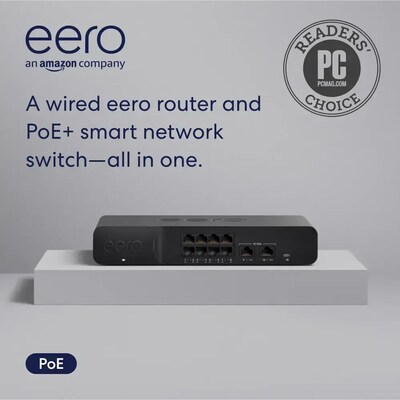 eero PoE Gateway, 10-Port Wired Network Router and PoE Switch with 140W USB-C Power Adapter, Black