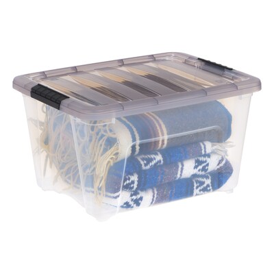 Iris 32 Quart Storage Bin with Latching Lid, Plastic, Clear, 5/Pack (500145)