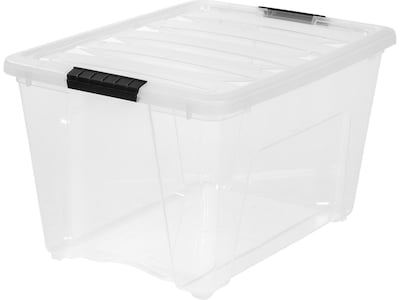 Iris Stack & Pull Stackable Plastic Storage Box, 13.03 x 22 x 16.5, 53 Qt., Clear, 6/Pack (100245