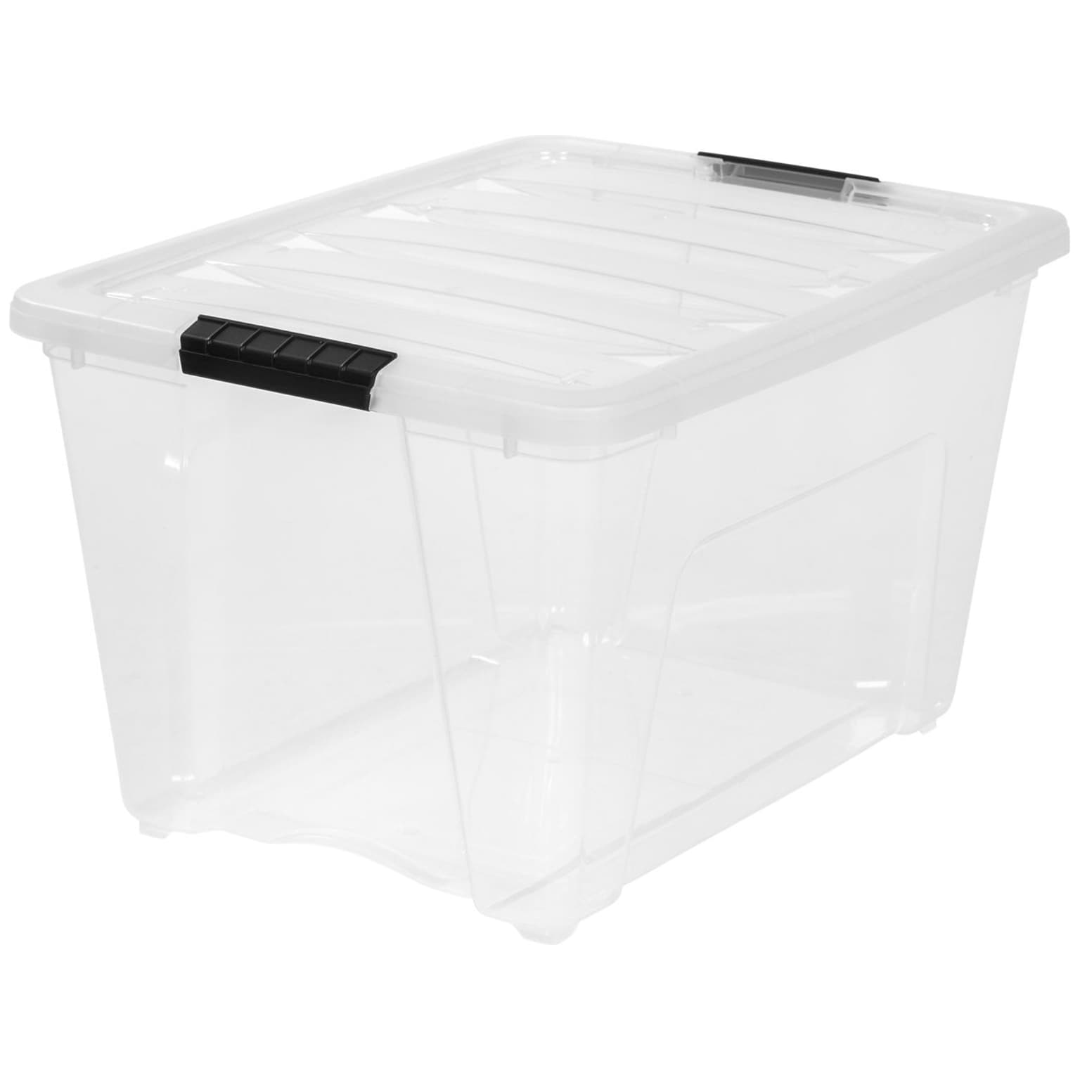 Iris Stack & Pull Stackable Plastic Storage Box, 13.03 x 22 x 16.5, 53 Qt., Clear, 6/Pack (100245)