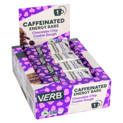 VERB Caffeinated Gluten Free Chocolate Chip Cookie Dough Energy Bar, 0.92 oz., 16/Pack (220-02525)
