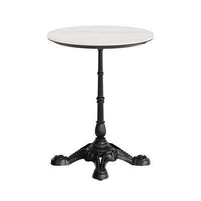 Flash Furniture Acadia 24" Round Wooden Dining Table with Bistro Base, White Faux Marble/Black Base (STRD24WMAST2222)