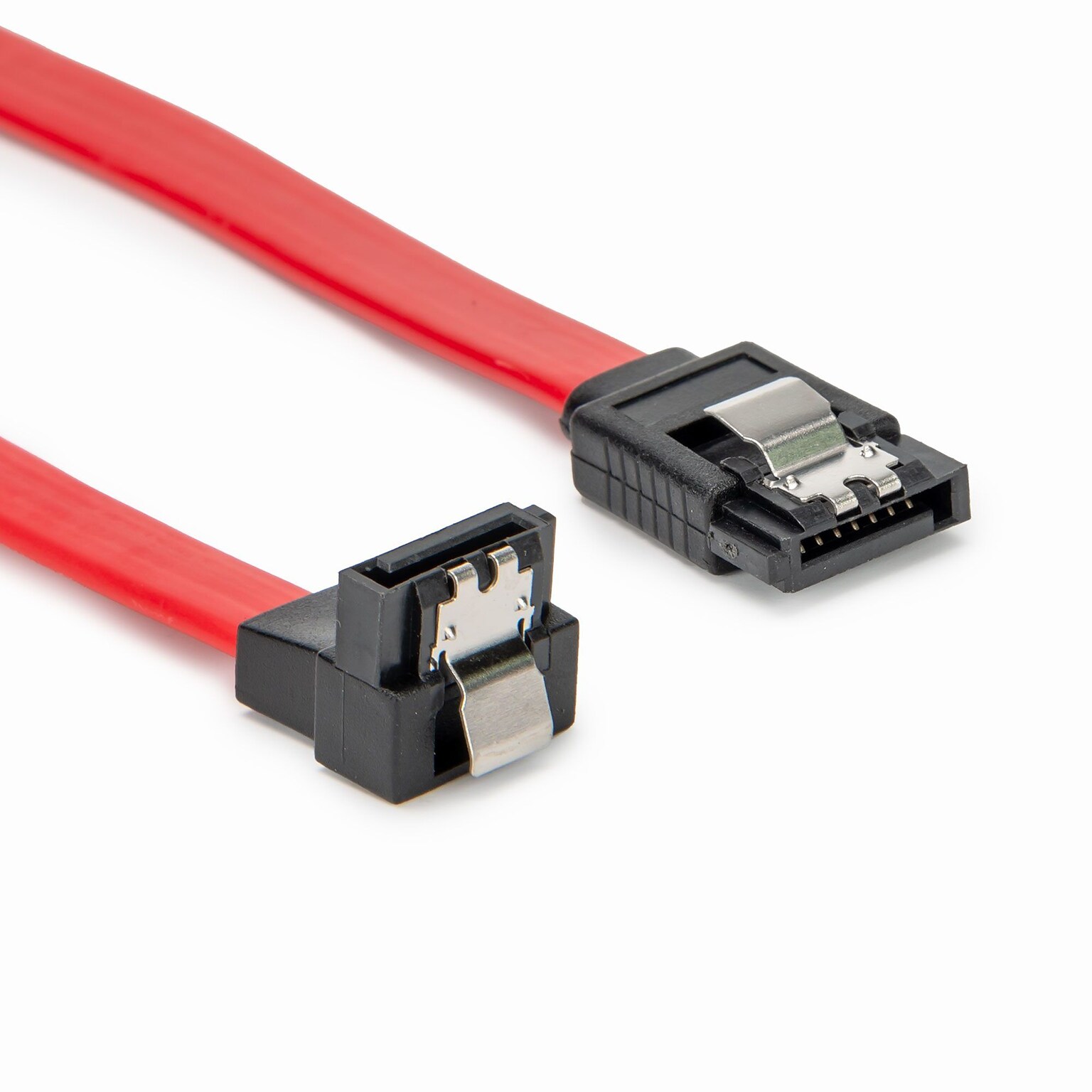 Rocstor Premium 1 Latching SATA to Right Angle SATA Data Cable, Male to Male, Red (Y10C857-RD)
