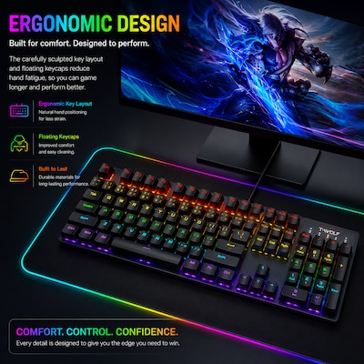 SaharaCase Wired Gaming Keyboard & Mouse Combo, Black (KB36)