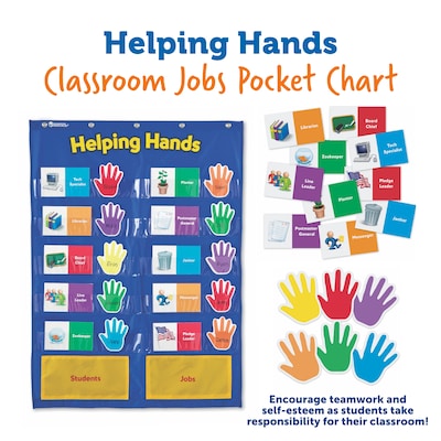 Learning Resources 22-Pocket Helping Hands Pocket Chart, 29.5" x 22" (LER2903)