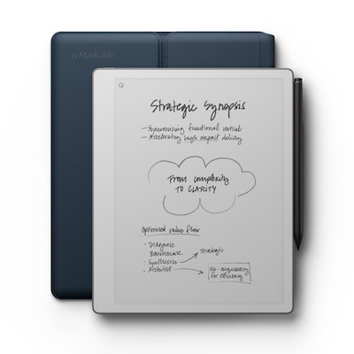 reMarkable Paper Pure 10.3” Paper Tablet with Marker Plus & Ocean Blue Sleeve Folio (RM95A-1000NW)
