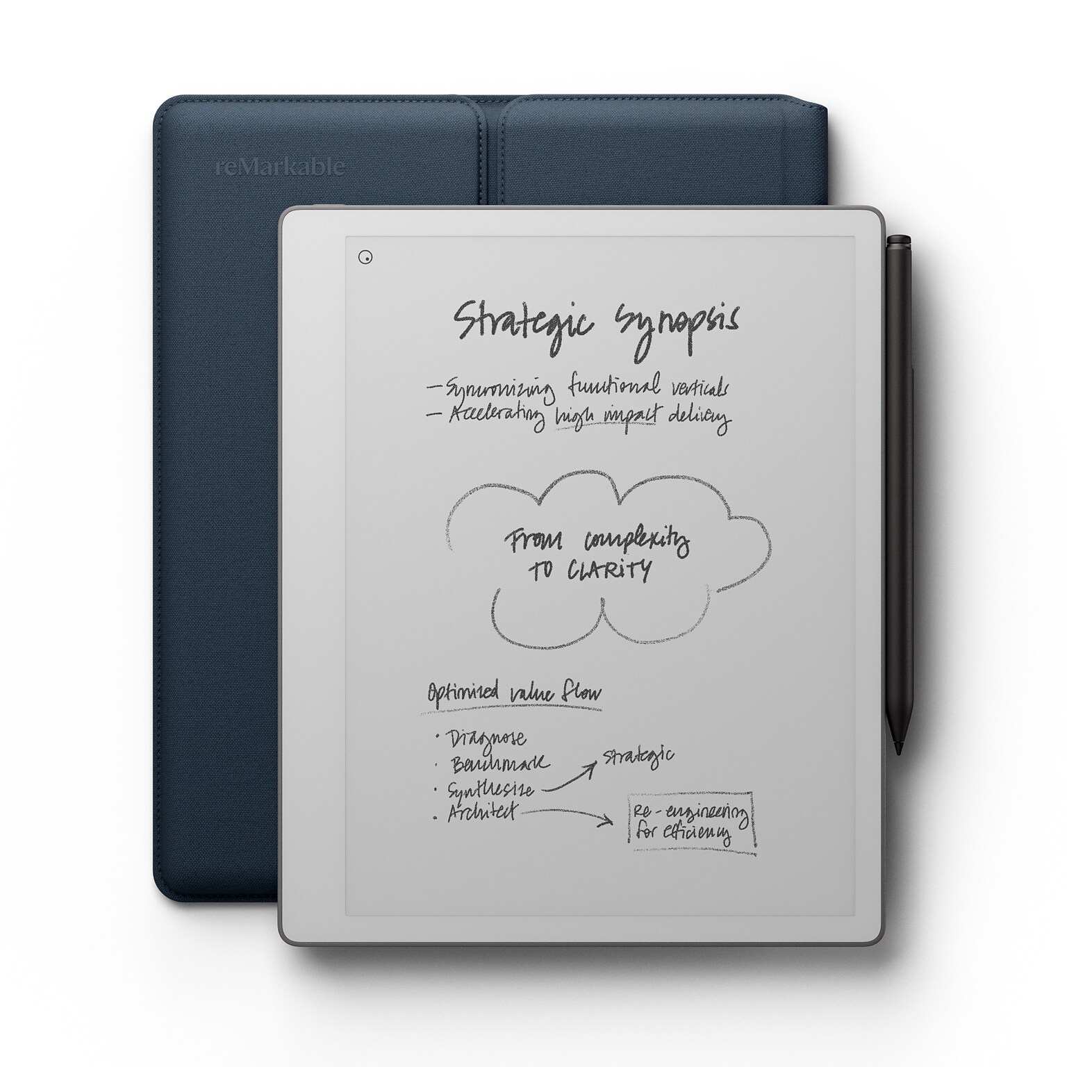 reMarkable Paper Pure 10.3” Paper Tablet with Marker Plus & Ocean Blue Sleeve Folio (RM95A-1000NW)