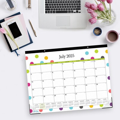 2025-2026 Blue Sky Teacher Dots 15" x 12" Academic Monthly Wall Calendar (100340-A26)