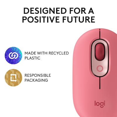 Logitech POP Wireless Ambidextrous Optical Mouse, Heartbreaker (910-006545)