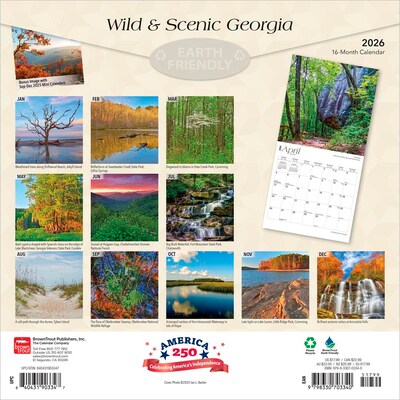 2026 BrownTrout Georgia Wild & Scenic 12 x 12 Monthly Wall Calendar (9798330703340)
