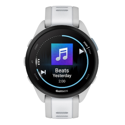 Garmin Forerunner 165 Smartwatch, GPS, 43mm, Mist Gray & Whitestone Silicone Band (010-02863-21)