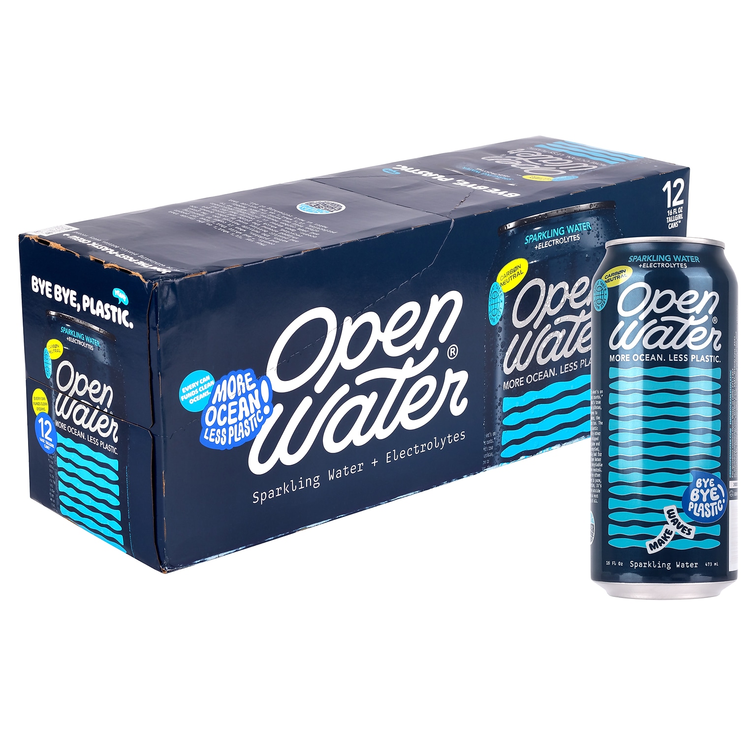 Open Water Sparkling Water Tallgirl Can, 16 oz., 12/Pack (220-02696)