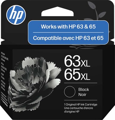 HP 63XL / 65XL Black High Yield Ink Cartridge, Prints Up to 300 Pages (B7RT5AN)