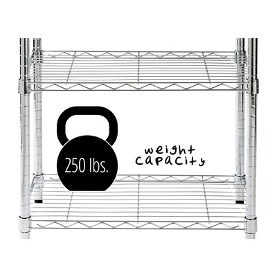 Honey-Can-Do 3-Shelf Metal Unit, 24W, Chrome (SHF-01903)