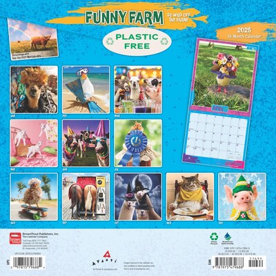 2025 BrownTrout Avanti Funny Farm  12" x 12" Monthly Square Wall Calendar (9781975479688)