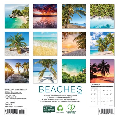 2026 Willow Creek Beaches 7 x 7 Monthly Wall Calendar (53461X)