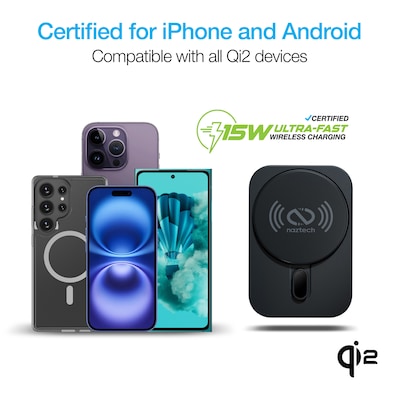 Naztech MagLock MagSafe Charging Qi v2.0 Vent Car Mount, 15W, Black (16125)