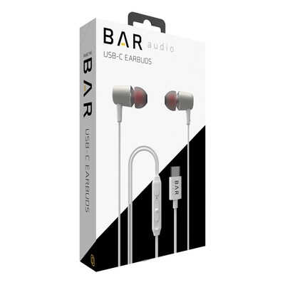 cellhelmet Bar Audio Earbuds, USB-C Connector, White (BAR-IN-EAR-TYPE-C)