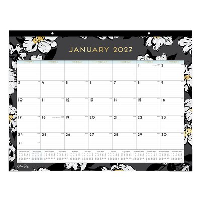 2027 Blue Sky Baccara Dark 22 x 17 Monthly Desk Pad Calendar, Black/Gold (110215-27)