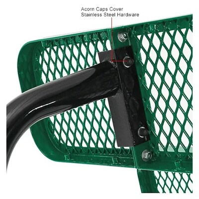 Global Industrial 6' Outdoor Steel Picnic Bench w/ Backrest, Perforated Metal, Green (694557GN)