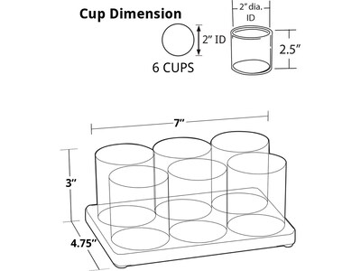 Azar Deluxe 7W 6-Cup Holder, Clear, Each (225576)