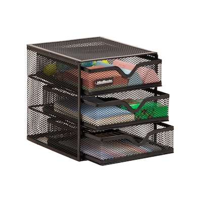 Mind Reader 3-Drawer Desktop Storage Organizer, Black (MINMESH3-BLK)
