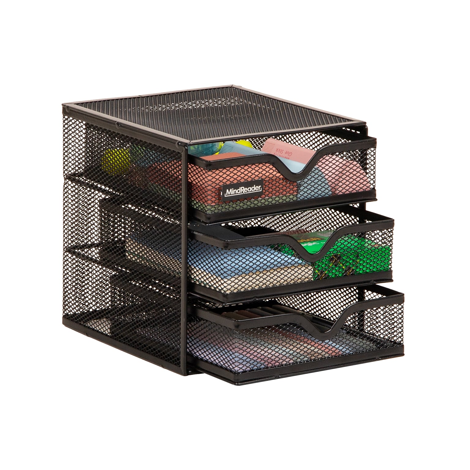 Mind Reader 3-Drawer Desktop Storage Organizer, Black (MINMESH3-BLK)