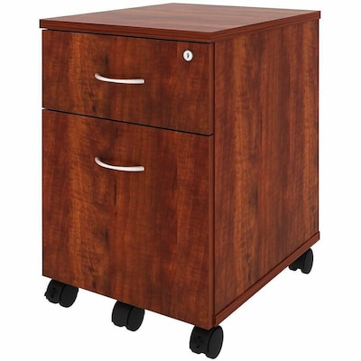 Lorell Standard File 2-Drawer Mobile Cabinet, Letter Size, Non-Lockable, 22.9"H x 15.8"W x 19.9"D, Cherry (LLR16239)