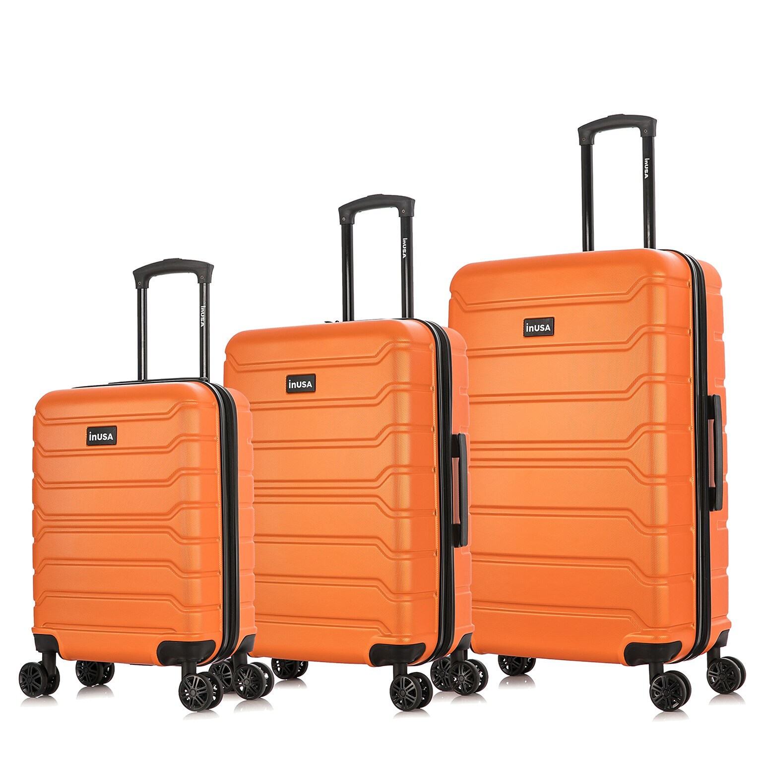 InUSA Trend 3-Piece Hardside Spinner Carry-On Luggage Set, TSA Checkpoint Friendly, Orange (IUTRESML-ORA)