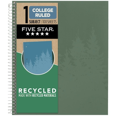 Five Star 1-Subject Notebooks, 8.5 x 11, College Ruled, 100 Sheets, Each (820053-22)