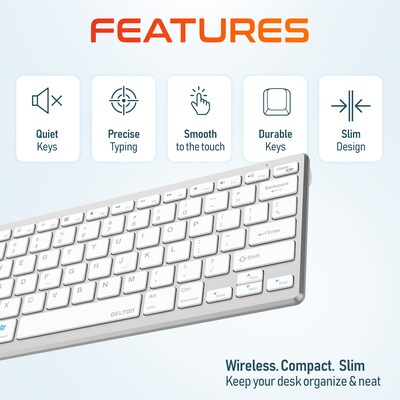 Delton N35 Mini Wireless Keyboard and Optical Mouse Combo, Silver/White (DKMKITMIN35-WW)