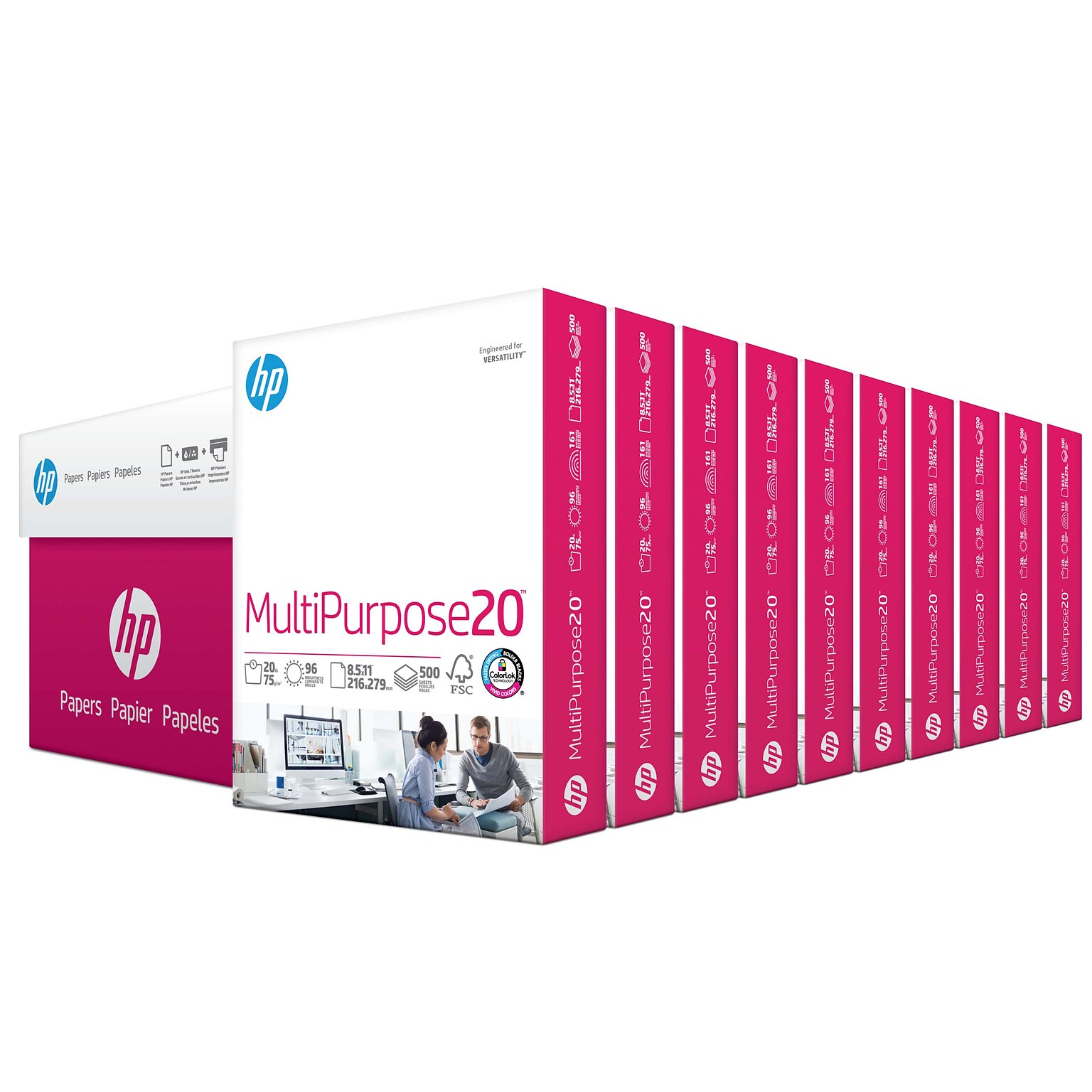 HP Multipurpose20 8.5 x 11 , 20 lbs., 96 Brightness, 5000 Sheets/Carton (HPM1120)