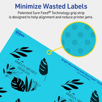 Avery Laser/Inkjet Multipurpose Circle Labels, 3" Dia., Bright Blue, 480/Box (94513)