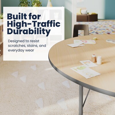 Flash Furniture Wren Horseshoe Activity Table, 66" x 60", Height Adjustable, Light Natural Top/Silver Frame (XUA6066HRSLNTPC)