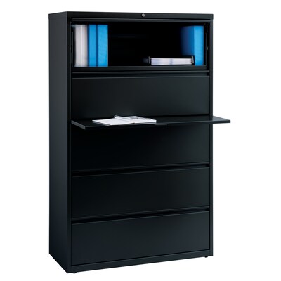 Quill Brand® HL8000 Commercial 5 File Drawers Lateral File Cabinet, Locking, Black, Letter/Legal, 42"W (21748D)