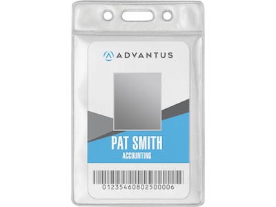 Advantus Vertical Badge Holder, Clear, 50/Pack (75684)