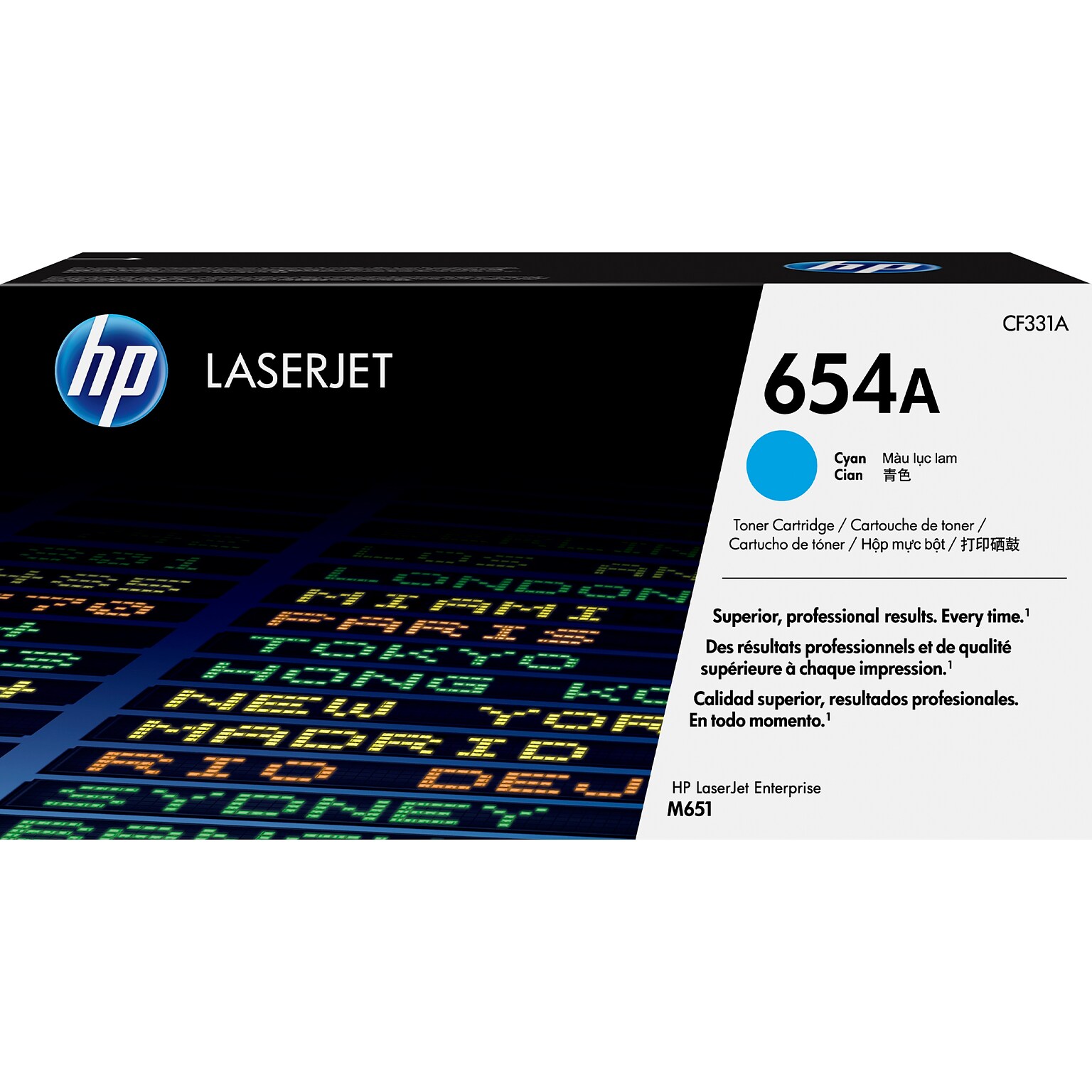HP 654A Cyan Standard Yield Toner Cartridge, Prints Up to 15,000 Pages (CF331A)