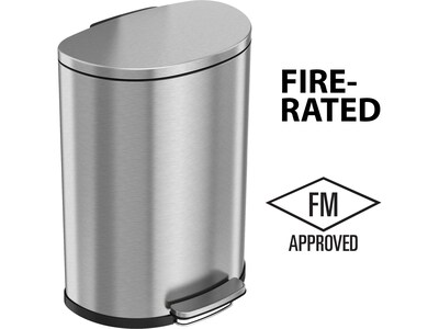 HLS Commercial Stainless Steel Trash Can with Hinged Lid, 13.2-Gallon, Silver (HLSS13DFR)